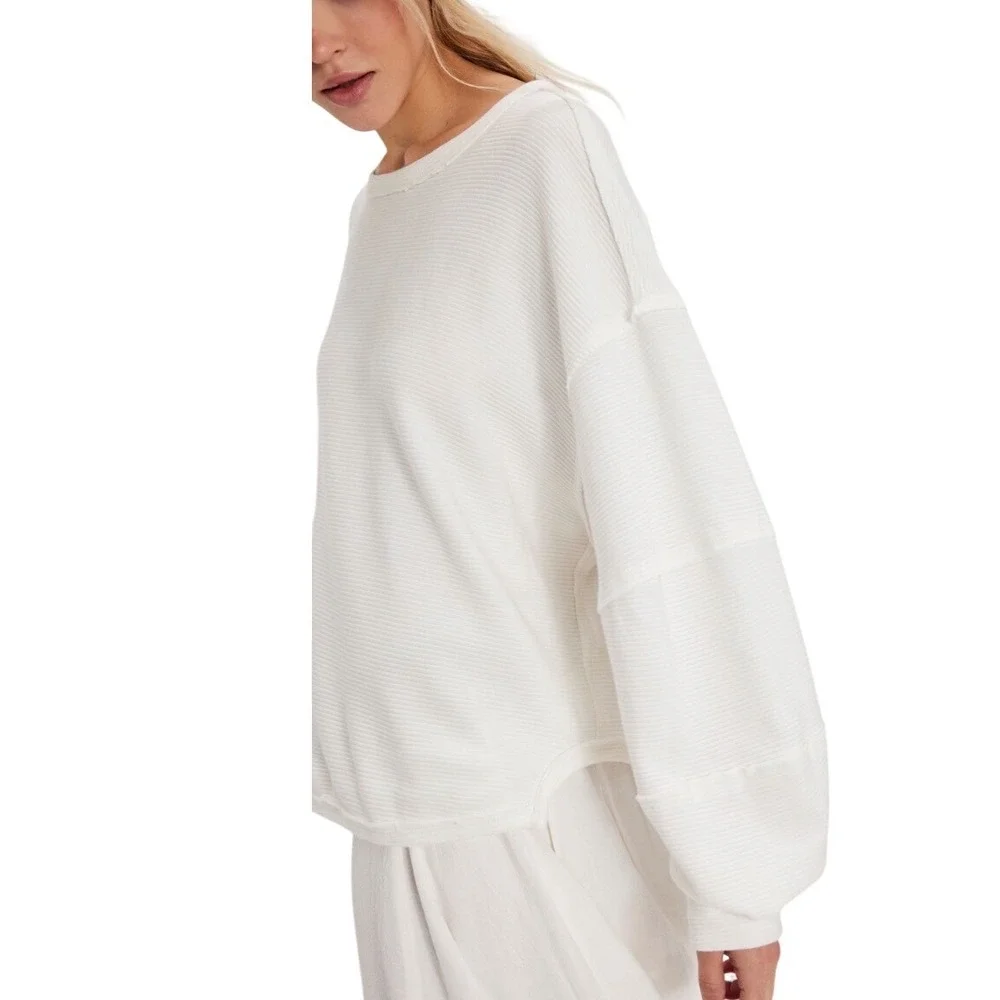Free People We The Free Total Eclipse Tee Size L Oversized Ribbed Long Sleeve
